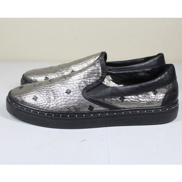 MCM Silver and Black Slip-On Loafers main image 4